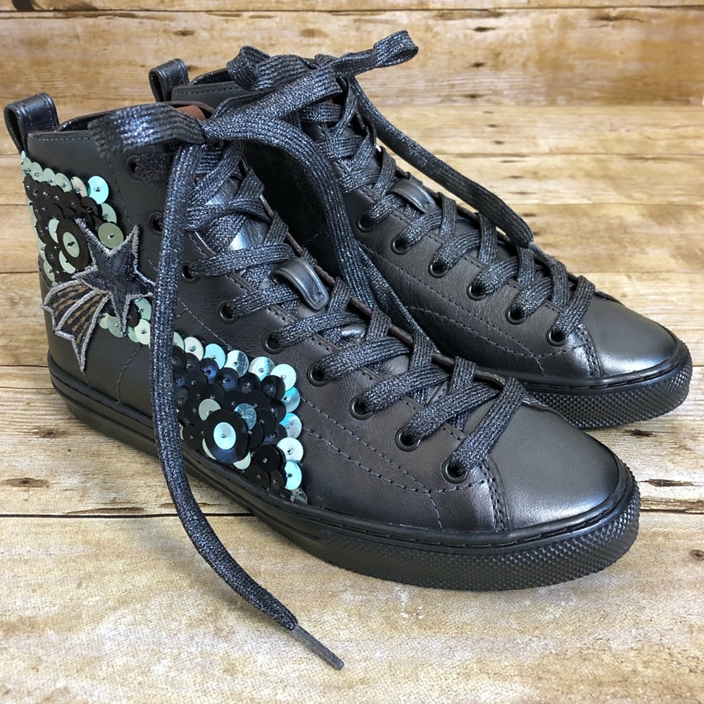 Coach C216 Sequin Star High Top Sneakers - Picture 2 of 9
